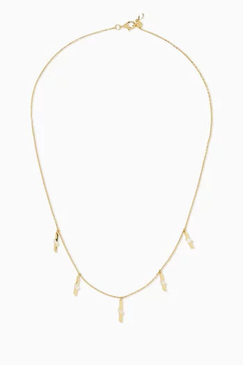 قلادة تايملس بسلسلة وحلي متدلية مرصعة بماسات مستطيلة ذهب عيار 18