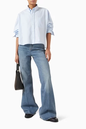 قميص آمي دي كور قصير بقصة فضفاضة قطن أكسفورد