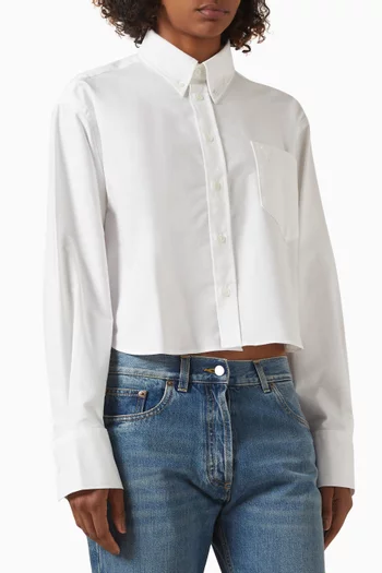 Ami De Coeur Cropped Oversized Shirt in Cotton Oxford