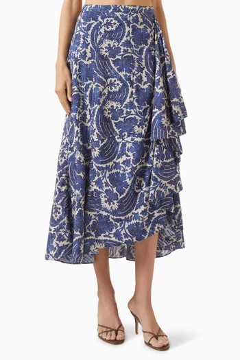 Sabina Faux Wrap Skirt in Cotton-viscose