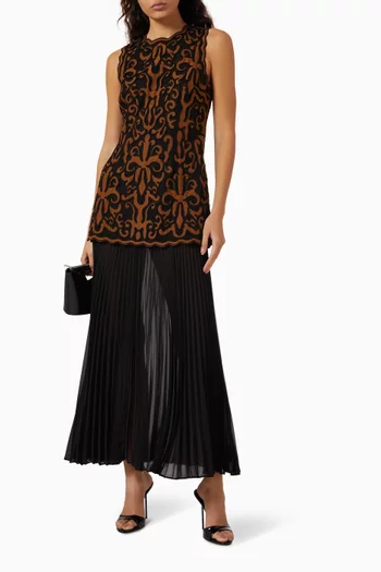 Auryn Applique Midi Dress in Georgette