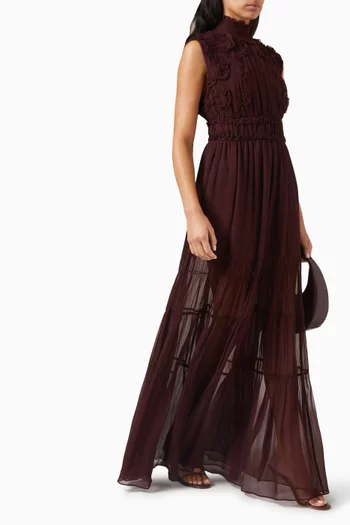 Verona Smocked Gown in Silk Chiffon