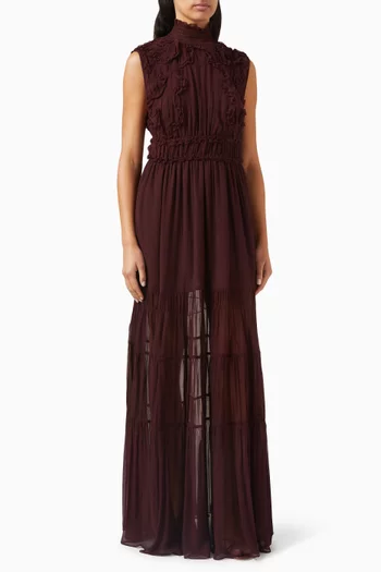 Verona Smocked Gown in Silk Chiffon