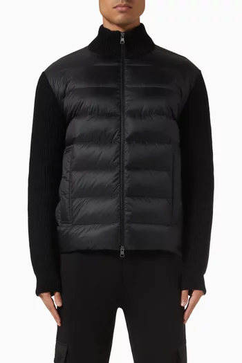 كارديغان مبطن بسحّاب صوف وكشمير