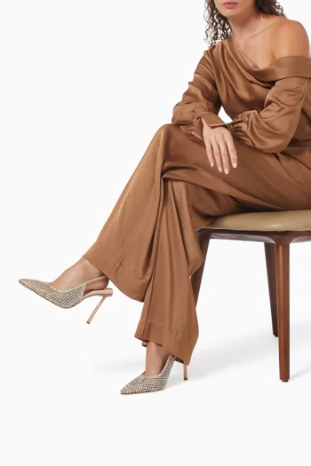 Gilda 80 Embellished Slingback Pumps in Mesh & Satin