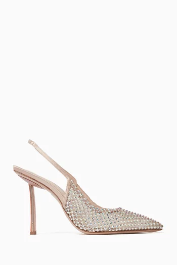Gilda 80 Embellished Slingback Pumps in Mesh & Satin