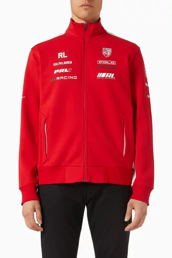 Zip-front Knit Sweatshirt in Cotton Blend