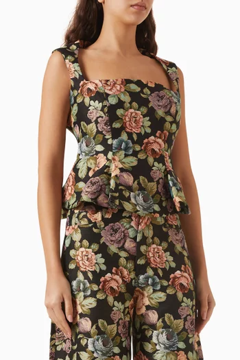 بلوزة بتصميم مشد وكشكش بروكيد