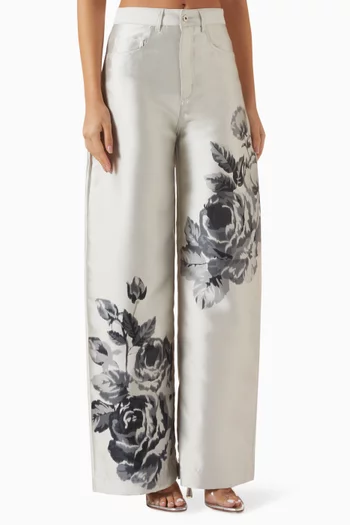 Floral-print Boyfriend Pants