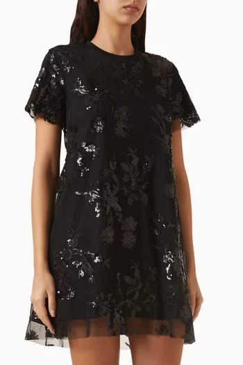 Sequin-embellished Overlay Dress in Jersey