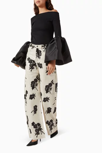 Off-shoulder Puff-sleeve Top in Jersey