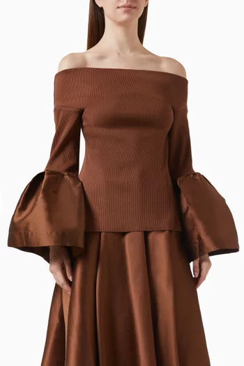 Off-shoulder Puff-sleeve Top in Jersey
