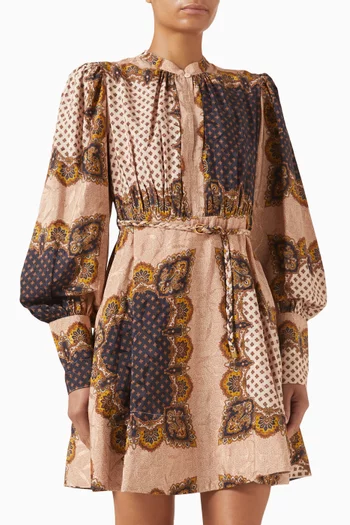 فستان ميني بنقشة جاكار