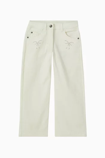 Bow Wide-leg Jeans in Cotton