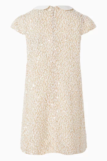 فستان متوسط الطول بشعار الماركة