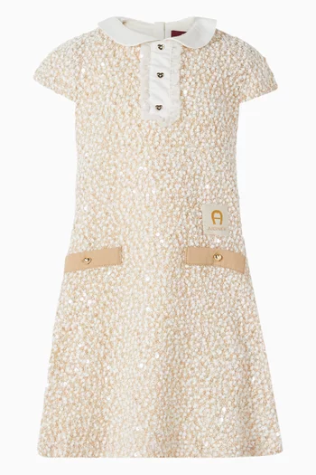 فستان متوسط الطول بشعار الماركة