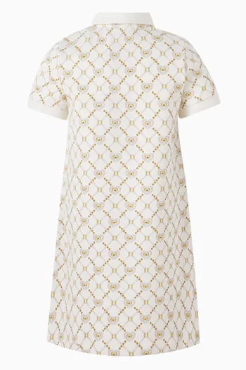 فستان متوسط الطول مزين بنقشة بالكامل