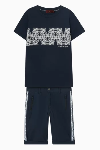 تي شيرت بطبعة شعار الماركة قطن