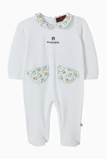 Bear-print Sleepsuit in Pima Cotton