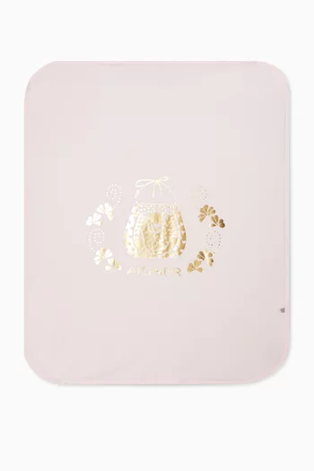 بطانية للرضع بطبعة حقيبة وشعار الماركة قطن مطاطي