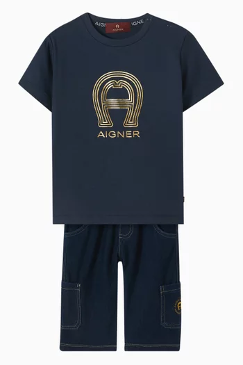Logo Bermuda Denim Shorts in Cotton