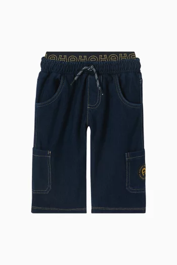 Logo Bermuda Denim Shorts in Cotton