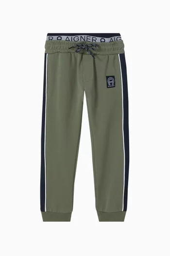 بنطال رياضي بشعار الماركة قطن