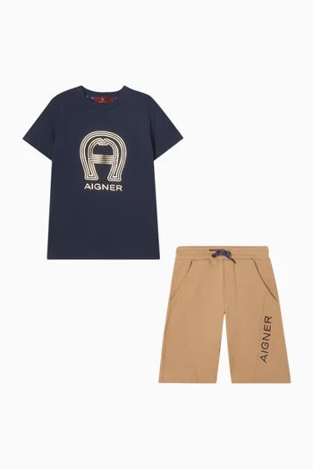 Logo Print T-shirt & Shorts Set