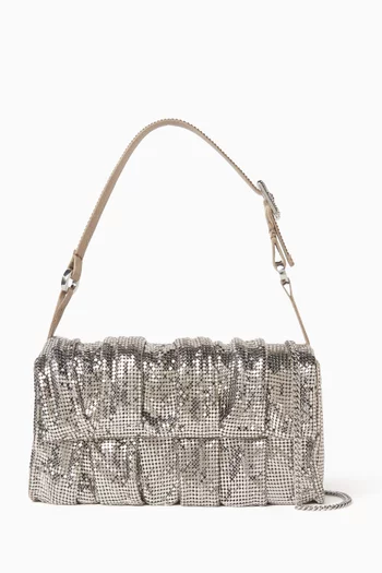 Iris Shoulder Bag in Rhinestone Mesh