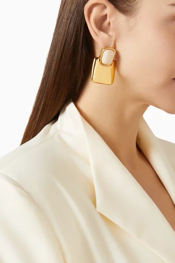 Drop Earrings in Resin & 18kt Gold-plated Brass