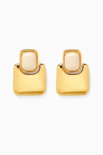 Drop Earrings in Resin & 18kt Gold-plated Brass