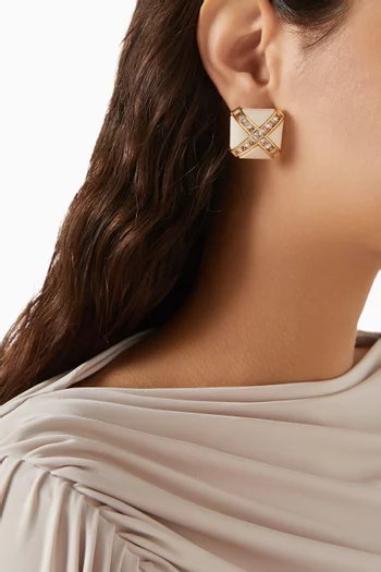 Cross Square Earrings in 18kt Gold-plated Brass
