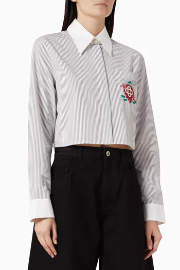 Embroidered Crop Shirt in Cotton