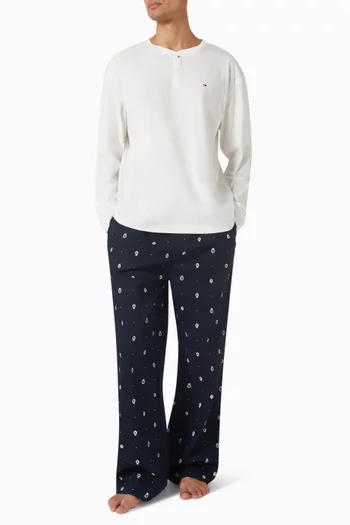 Henley Woven Pyjama Set in Cotton