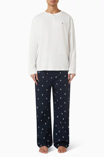 Henley Woven Pyjama Set in Cotton