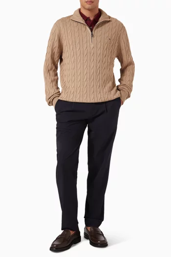 Cable-knit Zip Sweater in Cotton