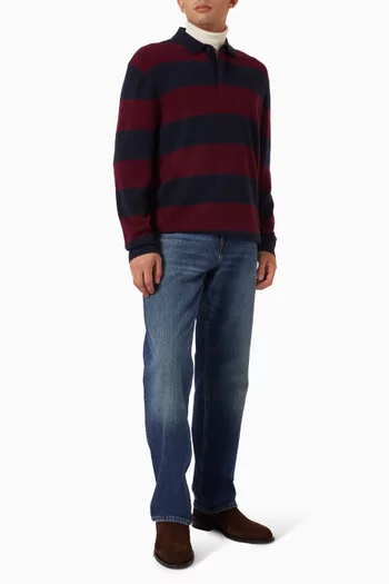 Striped Rugby Polo Shirt in Wool-cashmere