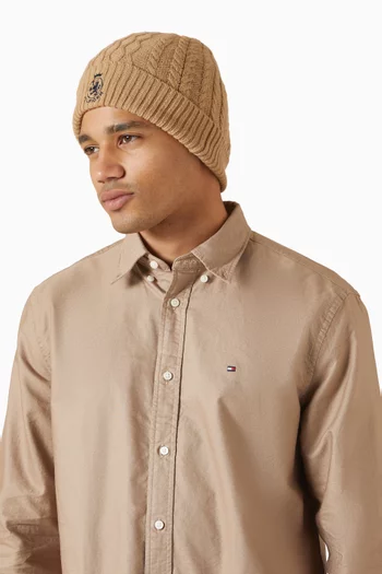 TH Crest Cable Knit Beanie in Wool-blend