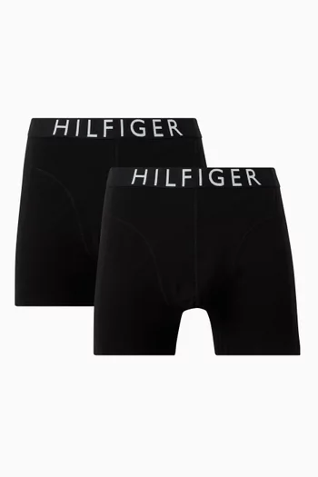 Logo Boxer Briefs in Stretch Cotton, Set of 3