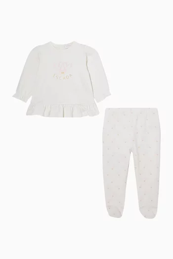 طقم بلوزة ولغينغز بشعار الماركة