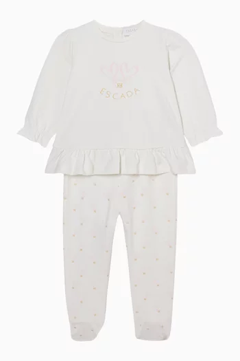 طقم بلوزة ولغينغز بشعار الماركة