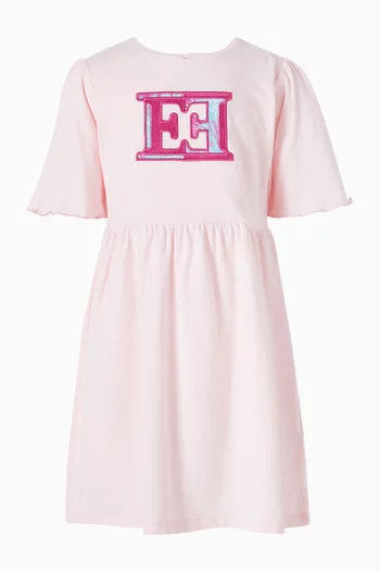 Logo Midi Dress in Cotton