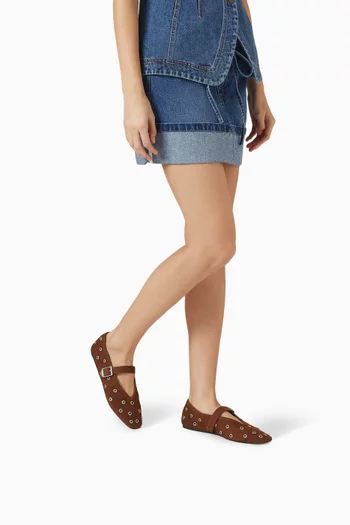 Cool Ballerina Eyelet Flats in Suede