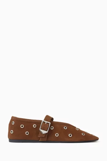 Cool Ballerina Eyelet Flats in Suede