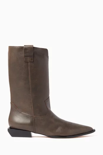 Western Ankle Boots in Leather