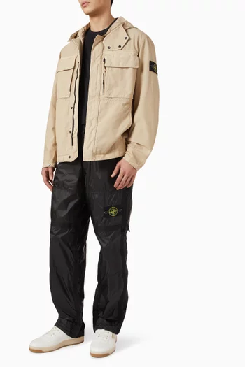 Hooded Field Jacket in Canvas Weave Cotton