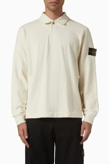 Polo Sweatshirt in Brushed Cotton Jersey