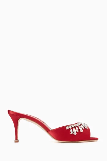 Tulimu 70 Crystal-embellished Mules in Satin