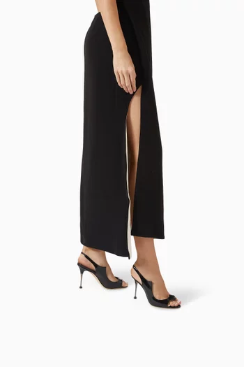 صندل مينزا بسير خلفي وكعب 105 مم جلد لامع