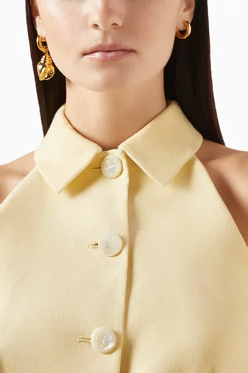 Mix & Match Hoop & Seashell Earrings in 24kt Gold-plated Brass